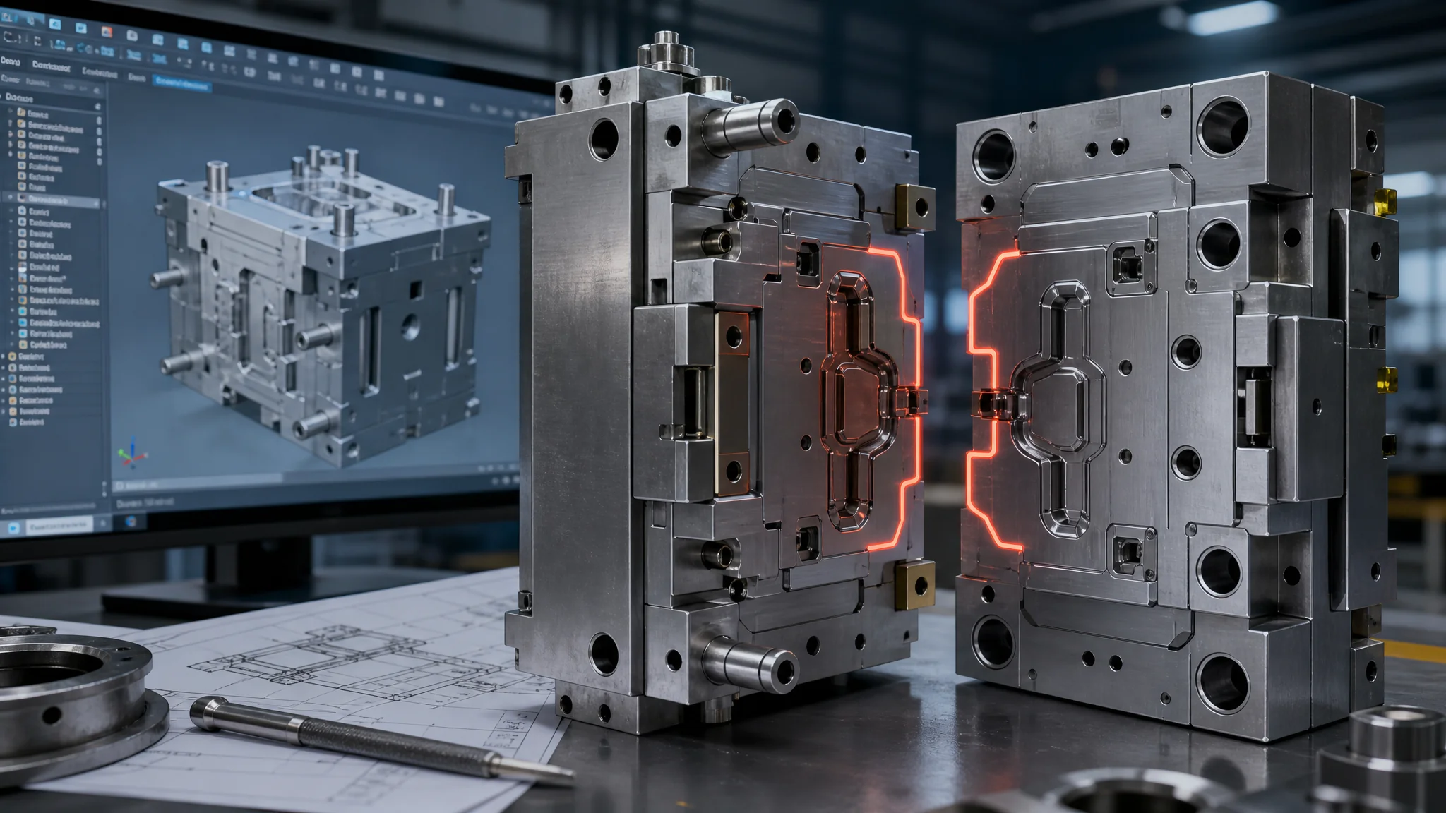 SolidWorks模具设计实战：缩水到型芯型腔的四步分模与UG对比