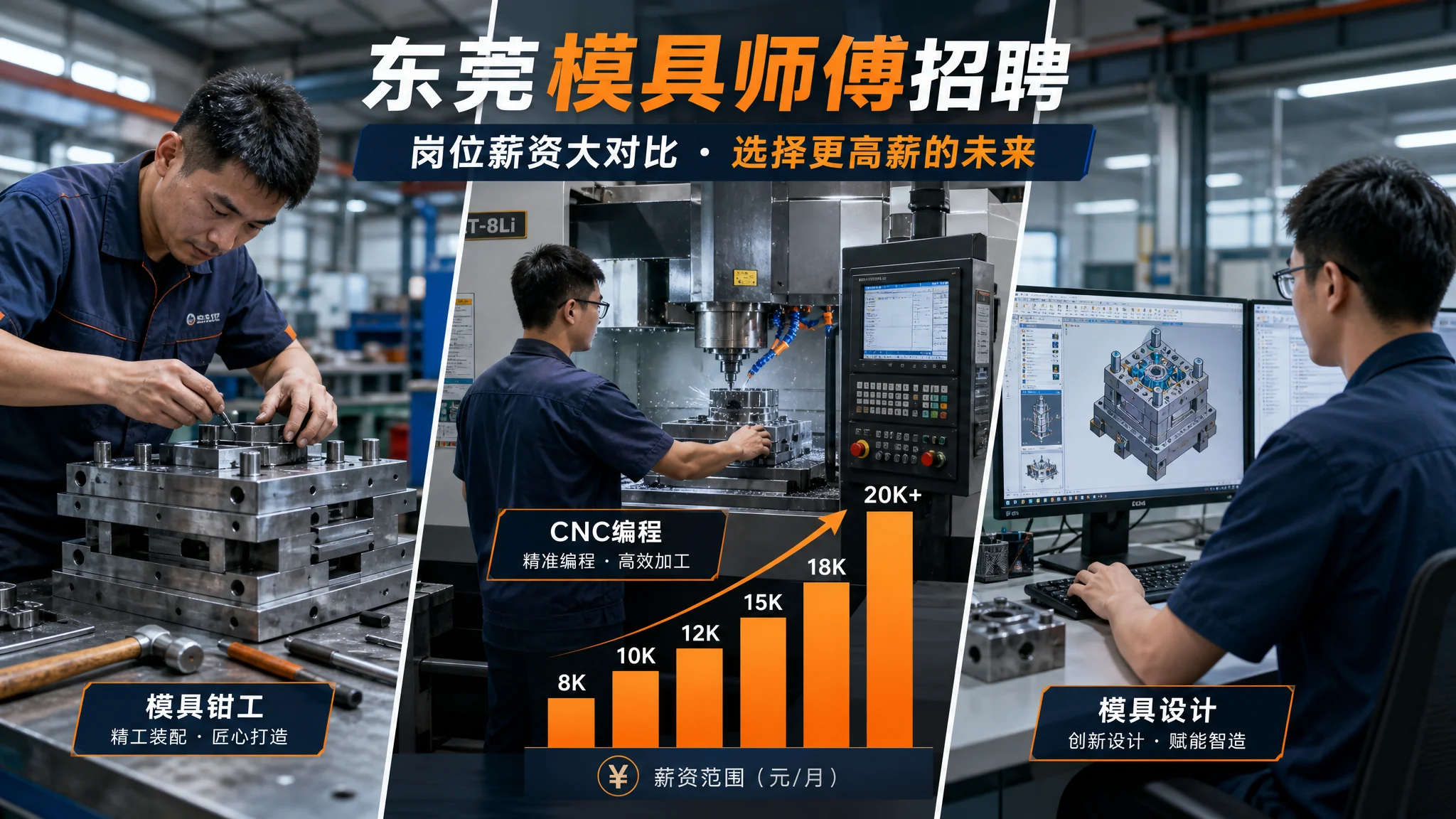 东莞模具师傅招聘行情怎么样？钳工、编程、设计的薪资对比