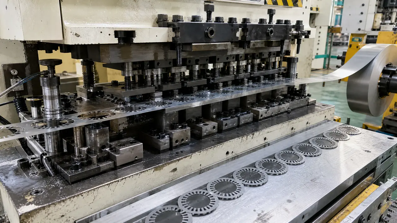 定转子模具贵在哪？矽钢片冲槽级进模的工位与选材账