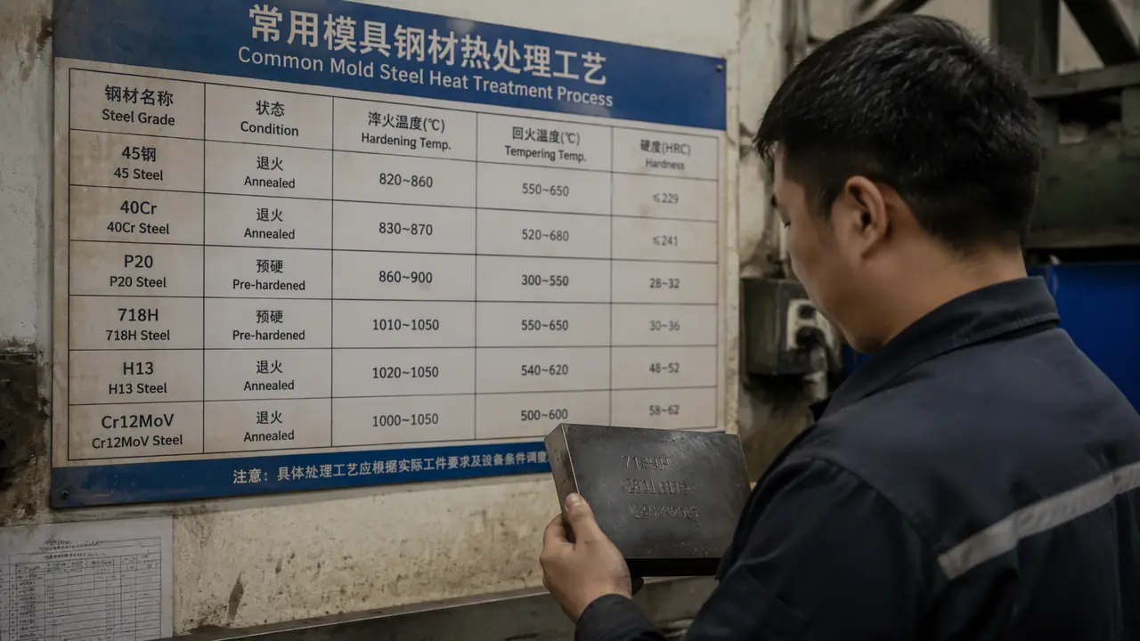 模具常用钢材一张速查表：45钢40Cr到P20 718 H13各管什么活
